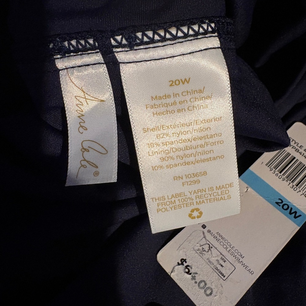 Anne Cole Plus Size Live In Color Rock Skirt Swim Bottom Navy Blue 20W 1X 2X - Picture 8 of 9